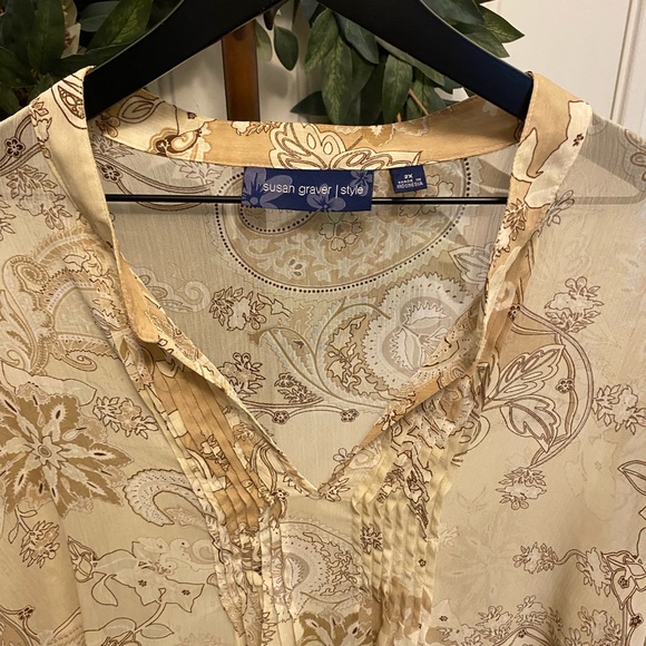 Susan Graver Sheer Paisley Top LS 2X - Picture 3 of 9